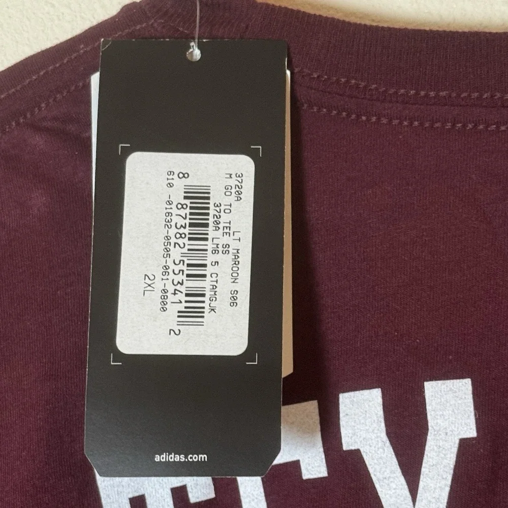 Adidas Texas A&M Aggies #2 Go-To Tee Maroon SEC NCAA Men's 2XL NWT